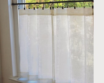 Cafe Curtains - 100% Linen Off-White - Semi-Sheer - Price is for a Single Panel. Country Casual - BOHO Look