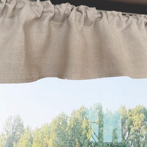 Natural Linen Window Valance - 100% Linen. Rustic Farmhouse or Country Kitchen Curtain Valance-Neutral Taupe Color