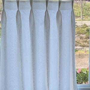 White LINED - Pleated Café Curtains - Made with 100% Linen - A Great Look For A Country kitchen. Price is For One Panel image 4