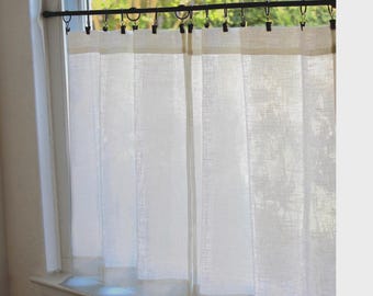 Cafe Curtains - 100% Linen Off-White - Semi-Sheer - Price is for a Single Panel. Country Casual - BOHO Look