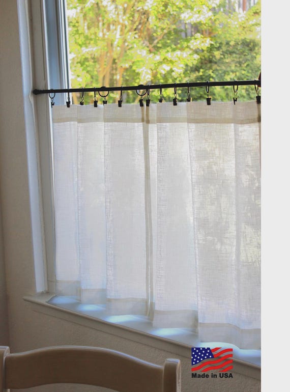 Cafe Curtains - 100% Linen Off-White - Semi-Sheer - Price is for a Single Panel. Country Casual - BOHO Look