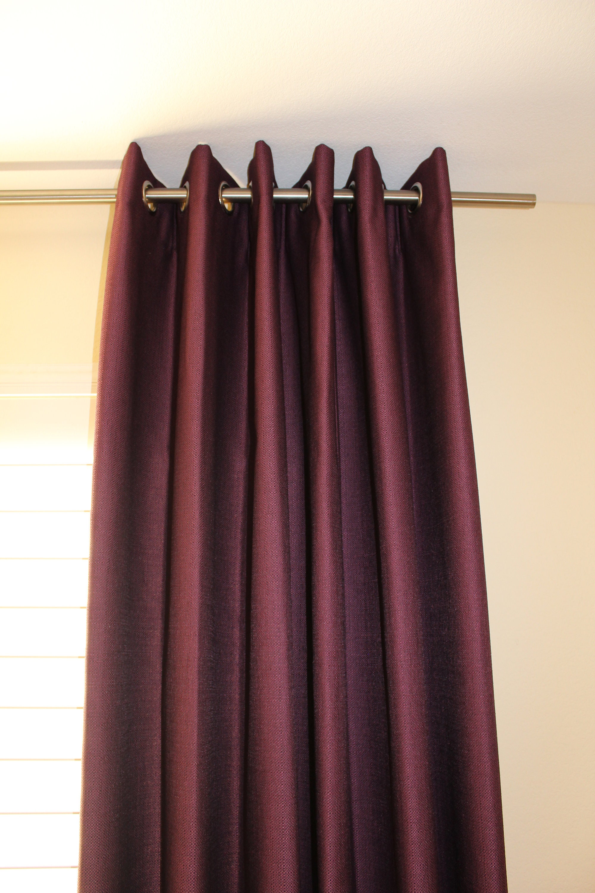 Plum Purple Curtain Panel: Nickel Grommets, Privacy Lining - Etsy
