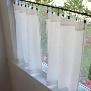 Cafe Curtains - 100% Linen Off-White - Semi-Sheer - Price is for a Single Panel. Country Casual - BOHO Look image 7