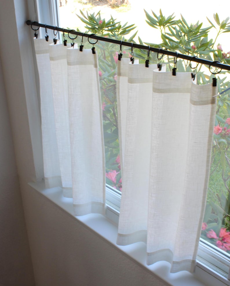 Cafe Curtains - 100% Linen Off-White - Semi-Sheer - Price is for a Single Panel. Country Casual - BOHO Look image 7