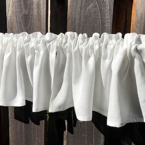 Window Valance - 100% Linen-Great For A Farmhouse or Country Kitchen Look In Off White - Many Sizes