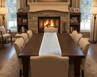 Off White Linen Table Runner – Farmhouse Kitchen Decor