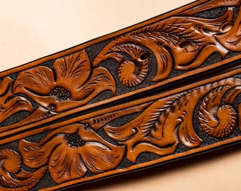 Custom Leather Belt | Beautiful Hand Tooled Leather | Western Floral Design | Full Grain Leather Belt | Premium Leather Belt