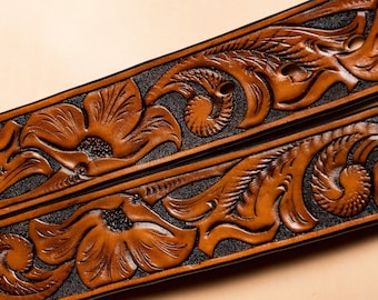 Custom Leather Belt | Beautiful Hand Tooled Leather | Western Floral Design | Full Grain Leather Belt | Premium Leather Belt