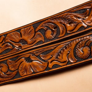 Custom Leather Belt | Beautiful Hand Tooled Leather | Western Floral Design | Full Grain Leather Belt | Premium Leather Belt