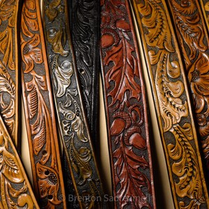 CUSTOM LEATHER BELT Beautiful Hand Tooled Leather Western Floral Design ...
