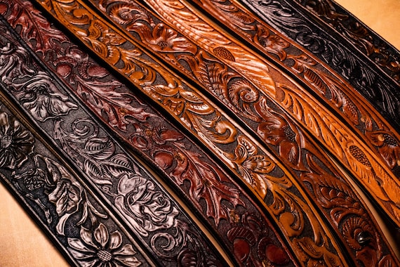 Custom Leather Belt Beautiful Hand Tooled Leather Western - Etsy