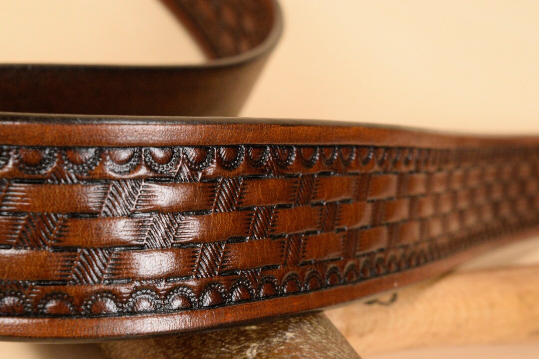 Amish Belt 1 1/2" Heavy Duty Leather Work CCW Gun Belt Basket Weave Amish Handmade Work Tool Belt