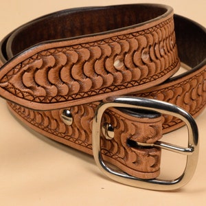 Custom Basketweave Leather Belt Beautiful Hand Tooled Basketweave ...