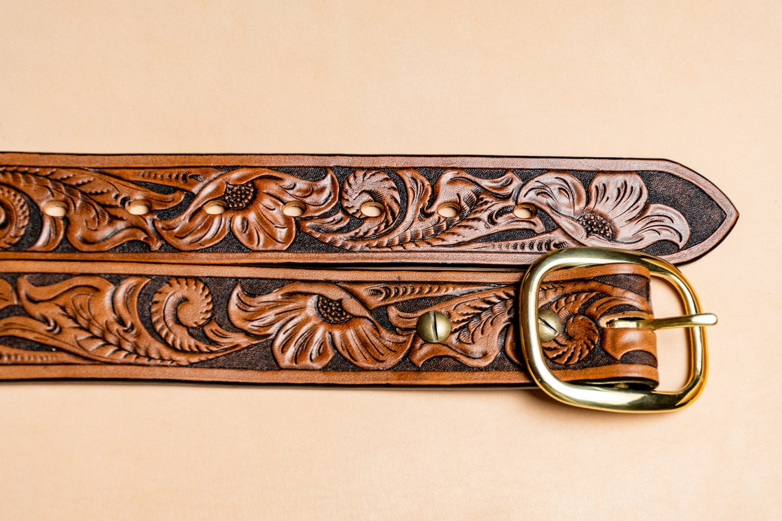 Custom Leather Belt Beautiful Hand Tooled Leather Western | Etsy