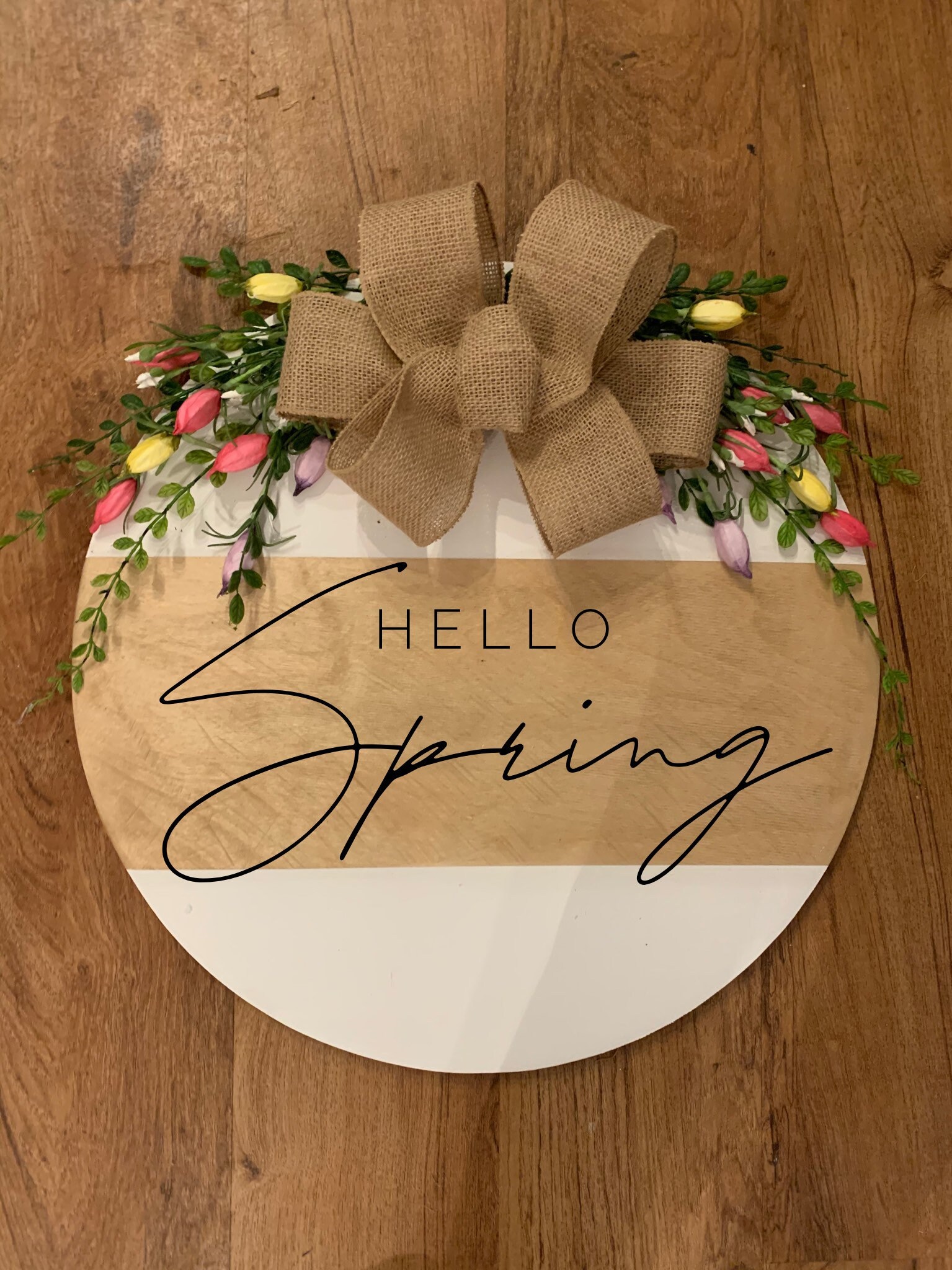 Hello Spring Door Sign Spring Door Hanger Spring Decor Etsy