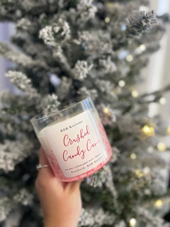 Crushed Candy Cane Candle Etsy