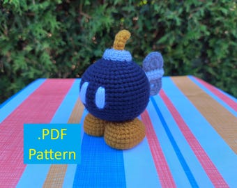 Patrón PDF para Bob-omb Crochet Amigurumi Paper Mario