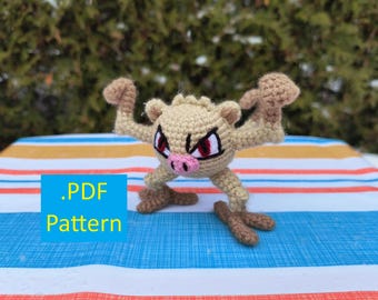 Patrón PDF para Mankey Crochet Amigurumi Pokemon