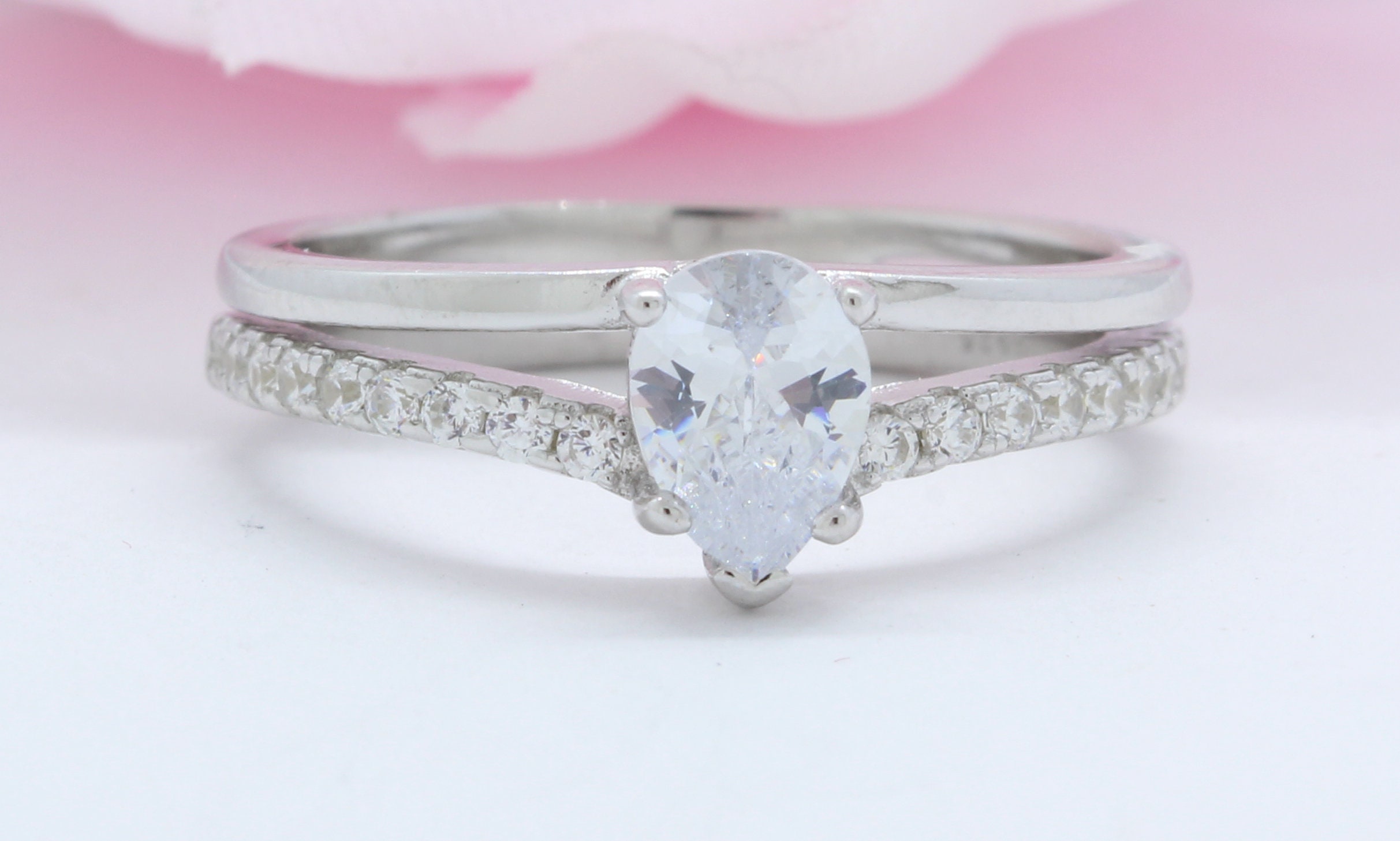 Teardrop Pear 0.70 Carat Wedding Engagement Ring Split Shank Etsy UK