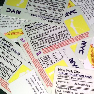 Public Urination Pass from Seinfeld -- don't get uromycitisis poisoning and die!