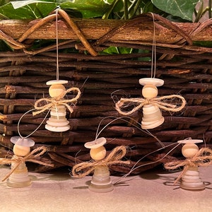 Handmade  Repurposed Button Ornament:  Christmas Decoration, Angel, Snowman, Reindeer, Christmas Tree