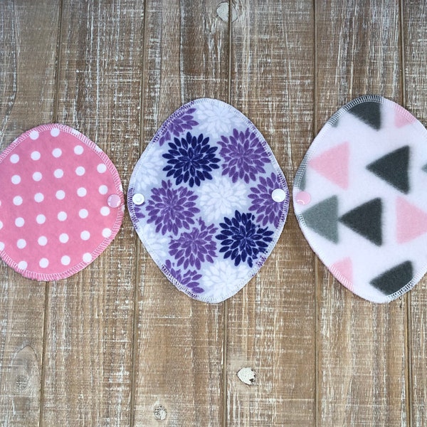 Flannel pantiliners -Grab Bag set of 3-5, Reusable Cloth- Natural - Handmade - Eco Friendly- Variety - Panty Liners