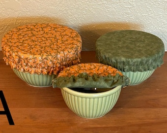 Small Cotton Bowl Covers Set of 3: Sustainable Reversible, Washable Fabric