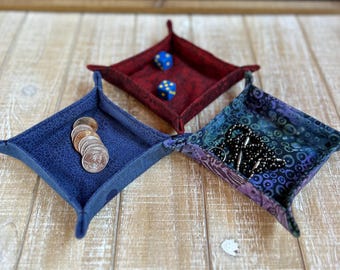 Fabric Tray, Jewelry Tray, Coin Tray, Dice Tray, Decorative Tray, Catch All Tray, Key Tray