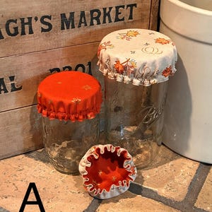 Reversible Washable Single Cotton Fabric Jar Cover: Sustainable Mason Jar Lid