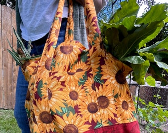 Farmers Market Bag, Shopping Bag, Travel Bag, Grocery Bag, Reusable Washable Bag, Tote Bag