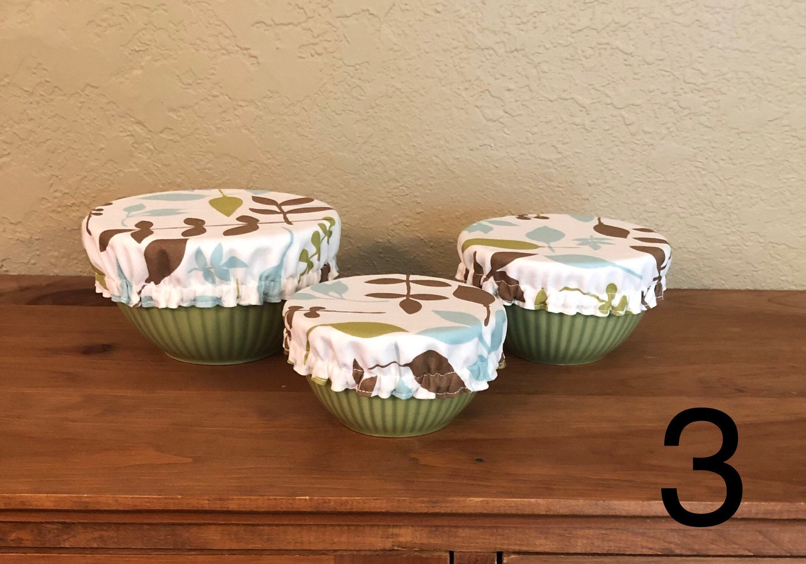 Small Set of Cotton Bowl Covers Reversible Zero Waste Etsy