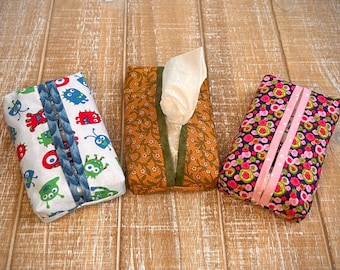 Cotton Pocket Tissue Holder with Tissue Pack: Travel Size Cozy