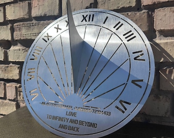 Custom Engraved Stainless Steel Sundial | Personalised Anniversary gift | Unlimited Customisation