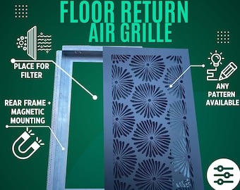 100% Customisable Floor Return Air Grille | Filter box + 3 mm thick front screen