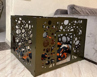 Custom Metal Dog Play Pen, ANY Size, Pattern and Color available! Dog Kennel, Modern Dog Pen, Metal Puppy Playpen