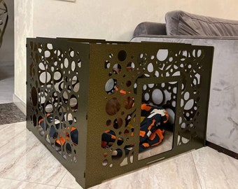 Custom Metal Dog Play Pen, ANY Size, Pattern and Color available! Dog Kennel, Modern Dog Pen, Metal Puppy Playpen