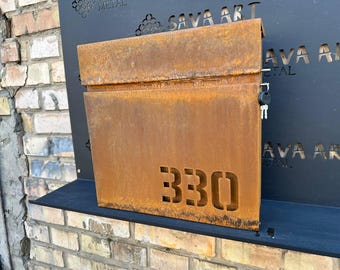 Custom Wall mount Cor-ten steel mailbox | Modern personalizable Corten PostBox | Unique personalized Mail Box