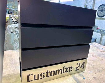 Custom wall mount mailbox | Modern Colored black Metal PostBox | Unique personalized Mail Box