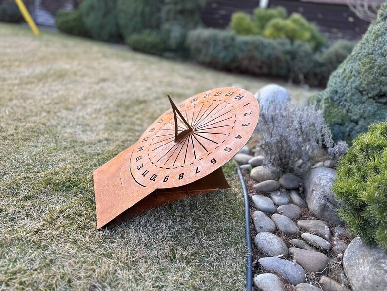 Corten Steel Custom Engraved Metal Sundial Personalised - Etsy