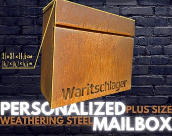 Custom Wall mount Cor-ten steel mailbox | Modern personalizable Corten PostBox | Unique personalized Mail Box