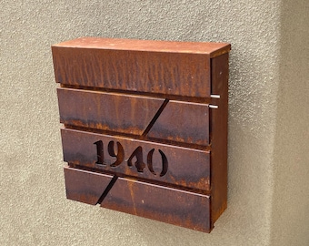 Custom Wall mount Cor-ten steel mailbox | Modern personalizable Corten PostBox | Unique personalized Mail Box