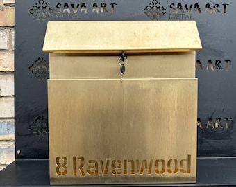 PURE BRASS Personalized Letter Box | Modern Wall mount Brass Mailbox | Unique personalized Post Box