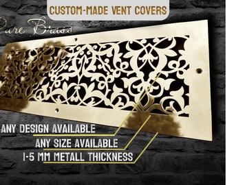 Fully customized PURE BRASS Air Grilles, Custom Vent Covers, Air Registersl, Air diffusers, Ventilation Grilles