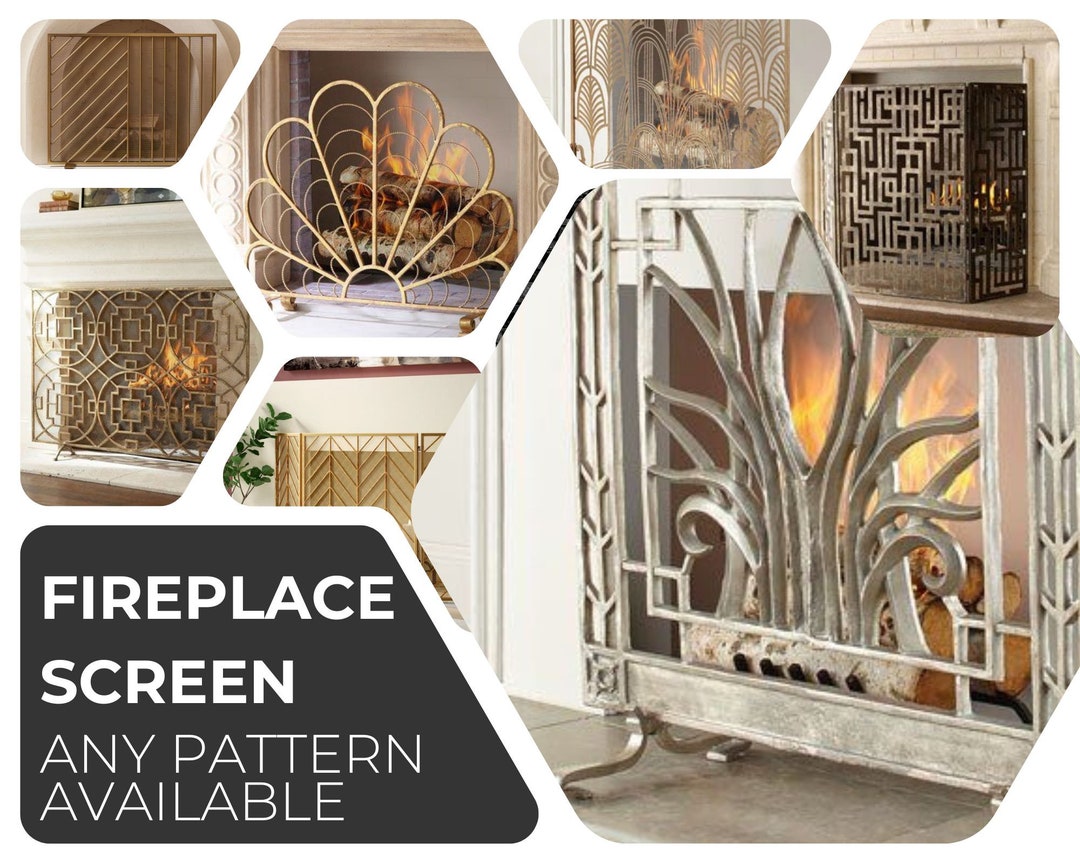 ANY SIZE & PATTERN Custom Metal Fireplace Screen Personalised Fireplace