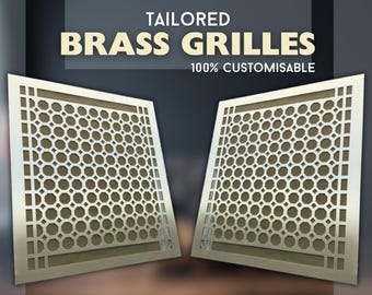 Fully customized PURE BRASS Air Grilles, Custom Vent Covers, Air Grates, Air diffusers, Ventilation Grilles