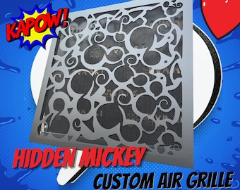 Personalized Metal Framed Air Ventilation Screens - Rear Mounting Artisan Metal Air Flow Grilles - Custom Metal Rear Flange HVAC Diffusers