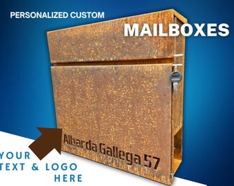 Custom Wall mount Cor-ten steel mailbox | Modern personalizable Corten PostBox | Unique personalized Mail Box