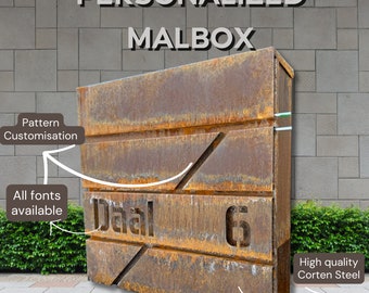 Custom Wall mount Cor-ten steel mailbox | Modern personalizable Corten PostBox | Unique personalized Mail Box