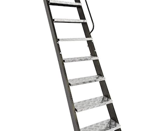 Custom Size Steel Frame Basement Ladder – Aluminum Steps, Optional Handrail