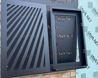 CUSTOM SIZE & DESIGN Air Return Vent Covers with Filter Frame Box | Rear Frame Filter box + 1 mm thick Steel Front Screen